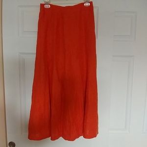 Orange linen maxi skirt